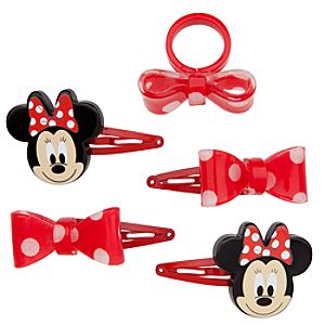 Minnie Mouse Ring and Hair Clips Set