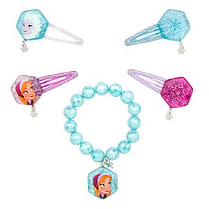 Anna and Elsa Bracelet and Hair Clips Set - Frozen