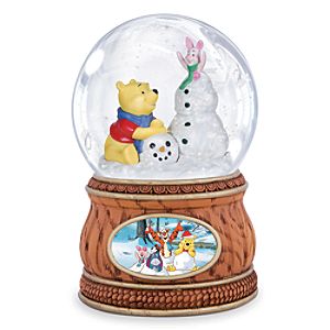 Winnie the Pooh and Piglet with Snowman Musical Water Globe by Precious Moments
