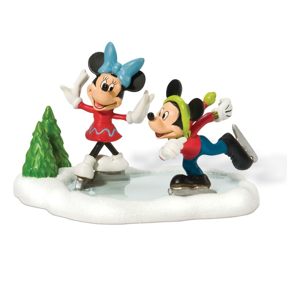 ''Skating on Ice'' Minnie and Mickey Mouse Figurine by Dept. 56