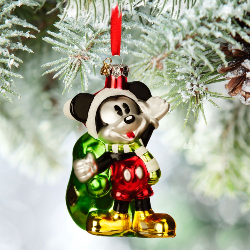 Santa Mickey Mouse Glass Sketchbook Ornament