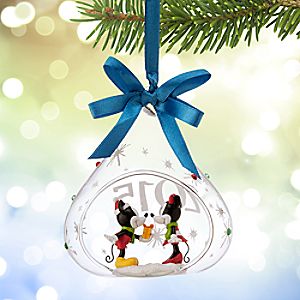 Mickey and Minnie Mouse Glass Drop Sketchbook Ornament 2015