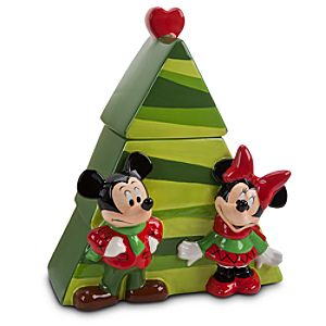 Mickey and Minnie Mouse Cookie Jar - Holiday