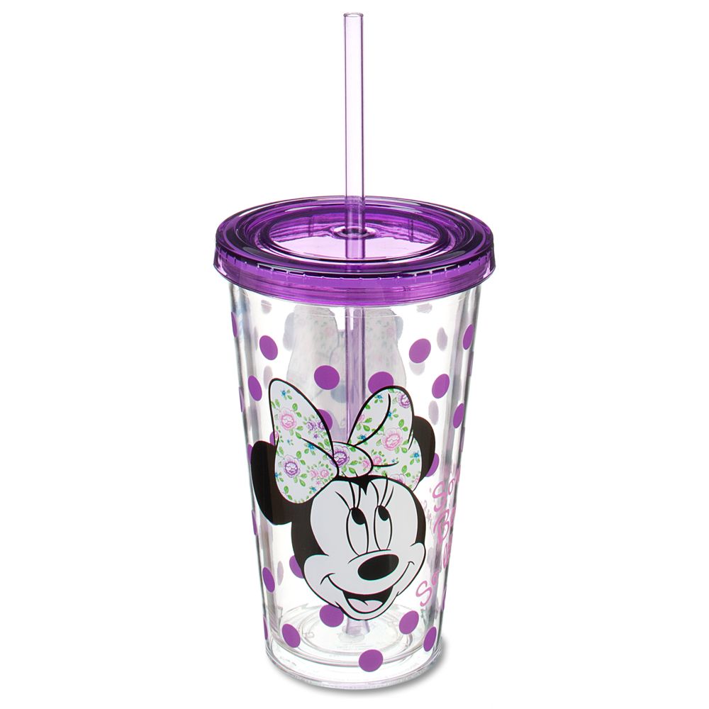 Floral Bow Minnie Mouse Tumbler with Straw