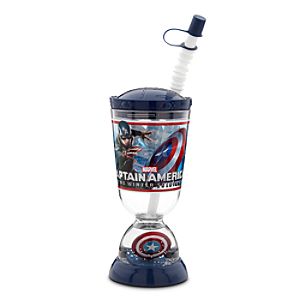 Captain America Snowglobe Tumbler with Straw