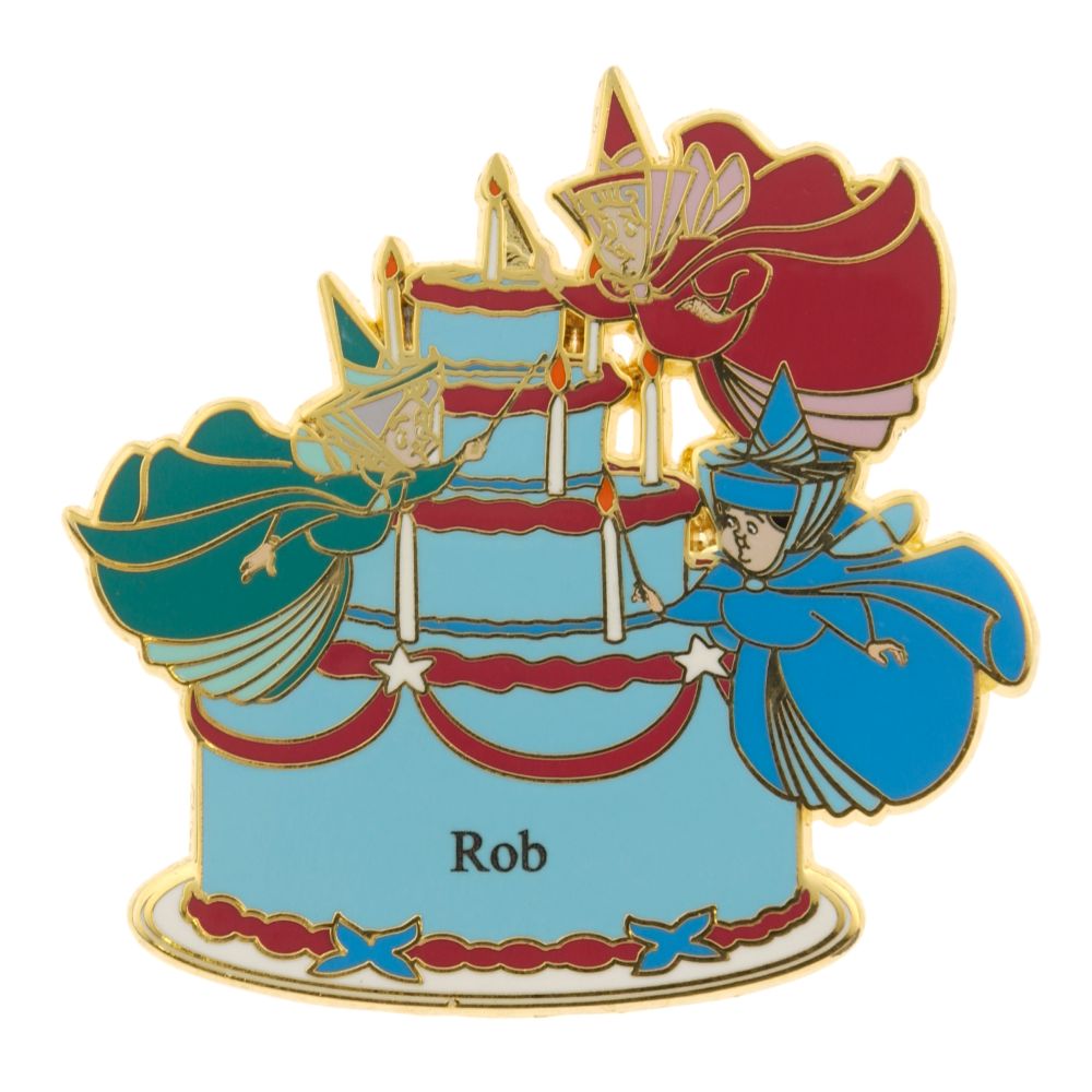Flora, Fauna & Merryweather Birthday Cake Personalized Pin