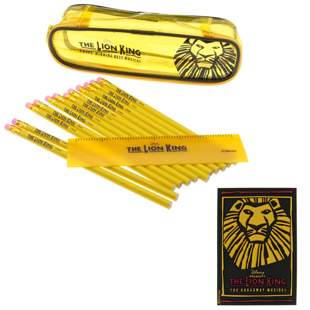 The Lion King: The Broadway Musical Pencil and Ruler Set &amp; The Lion King: The Broadway Musical Simba Logo Rubber Magnet Set