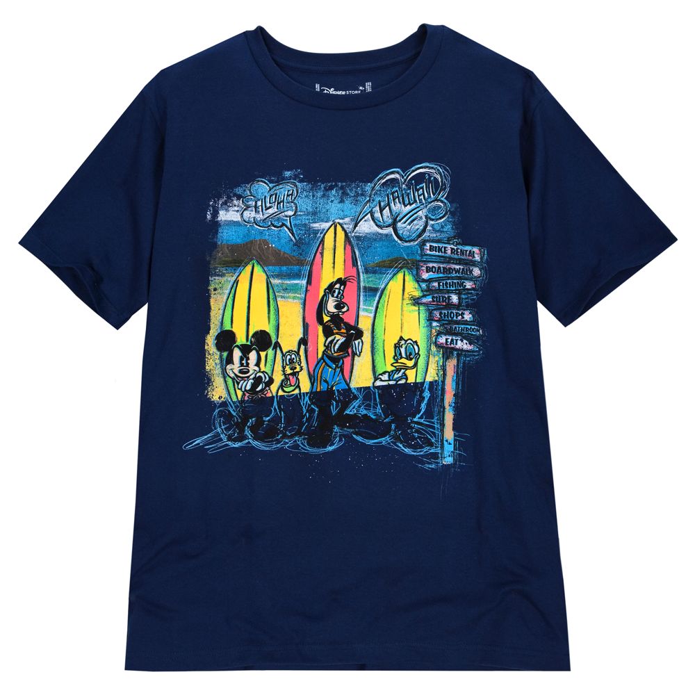 Hawaii Surfing Mickey Mouse and Friends Tee for Men -- Made With Organic Cotton
