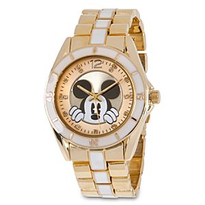 Mickey Mouse Link Watch for Men - Gold/White