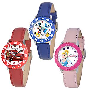 Time Teacher Watch with Leather Strap and Bezel for Kids - Create Your Own