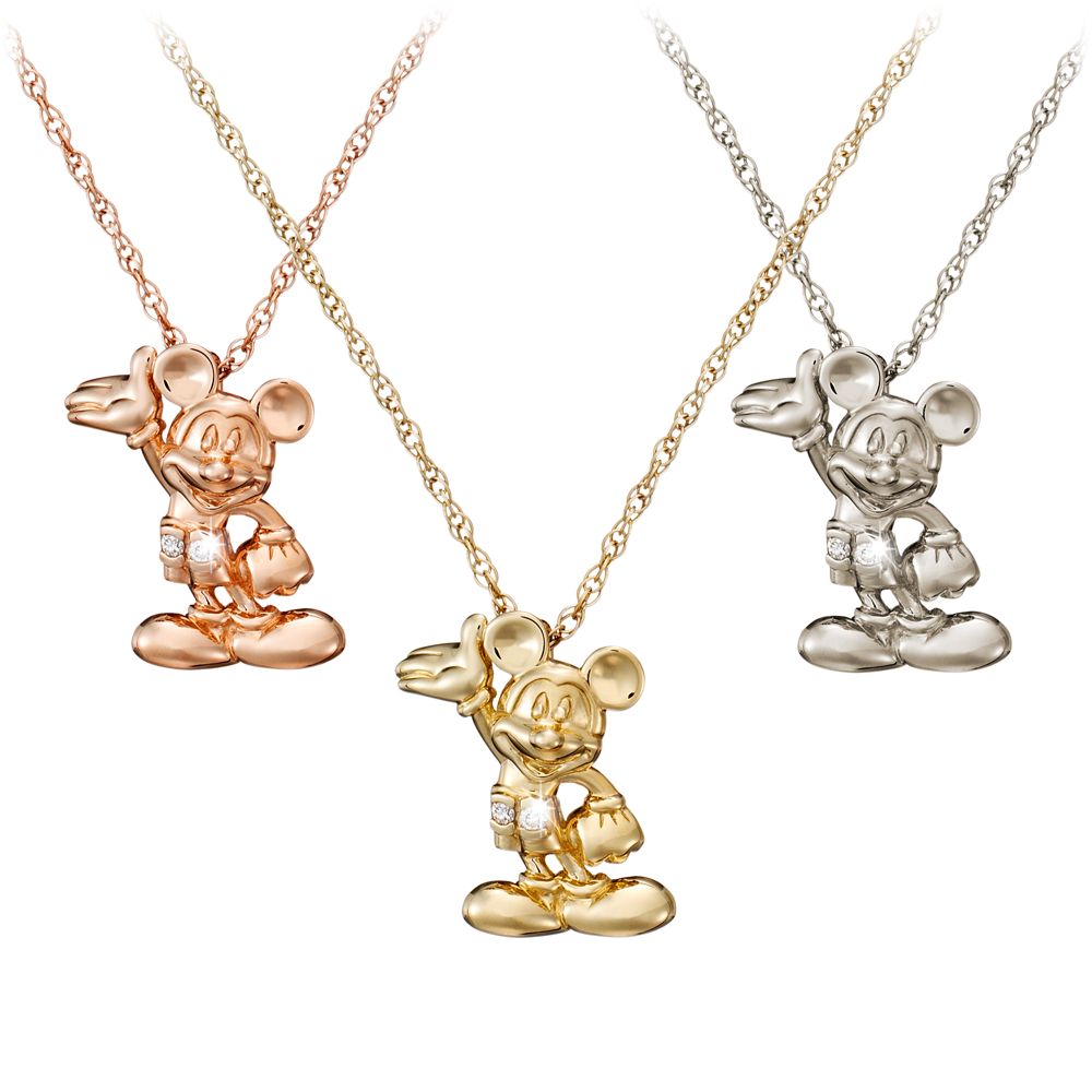 Diamond Figure Mickey Mouse Necklace -- 14 Karat