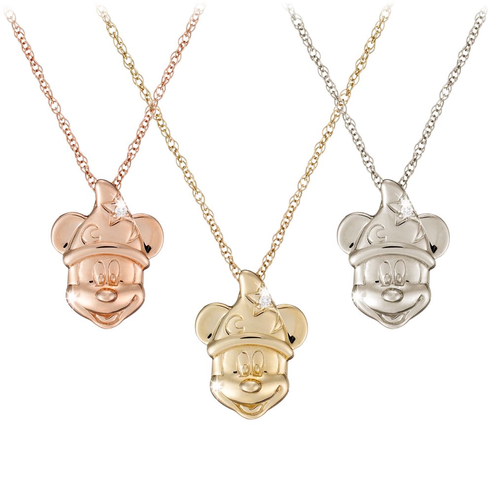 Diamond Sorcerer Mickey Mouse Necklace -- 14 Karat