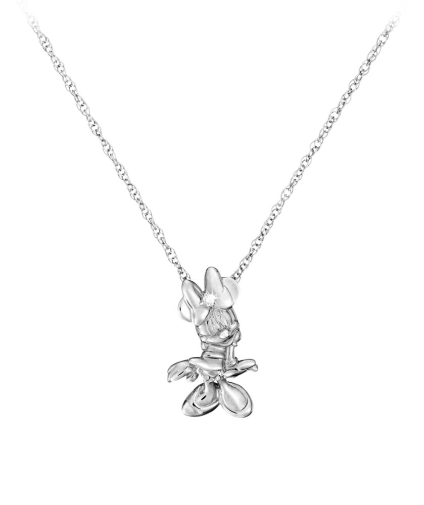 Diamond Figure Minnie Mouse Necklace -- Platinum