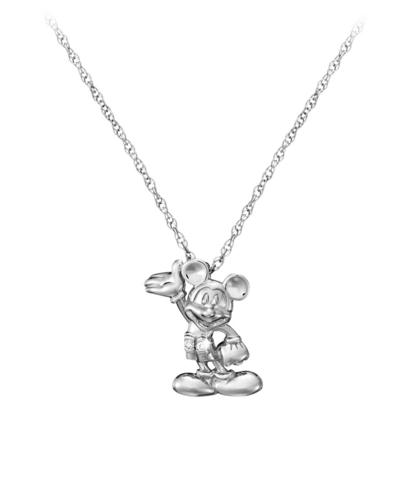 Diamond Figure Mickey Mouse Necklace -- Platinum