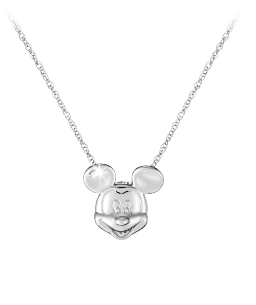 Diamond Head Mickey Mouse Necklace -- Platinum