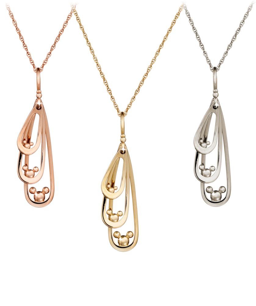 Three Drop Icon Mickey Mouse Necklace -- 14 Karat