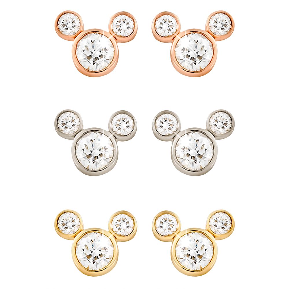 Diamond Icon Mickey Mouse Earrings: Small -- 14 Karat