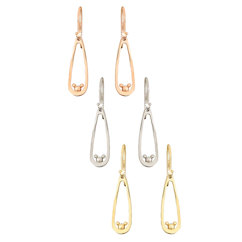 Drop Icon Mickey Mouse Earrings -- 14 Karat