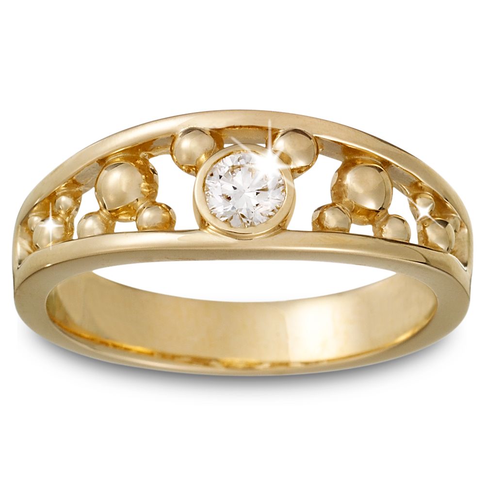 Diamond Icon Mickey Mouse Ring for Men -- 14 Karat Yellow Gold