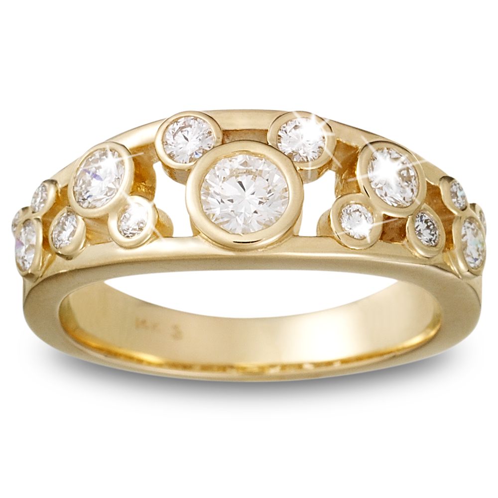 Diamond Icon Mickey Mouse Ring for Women -- 14 Karat Yellow Gold
