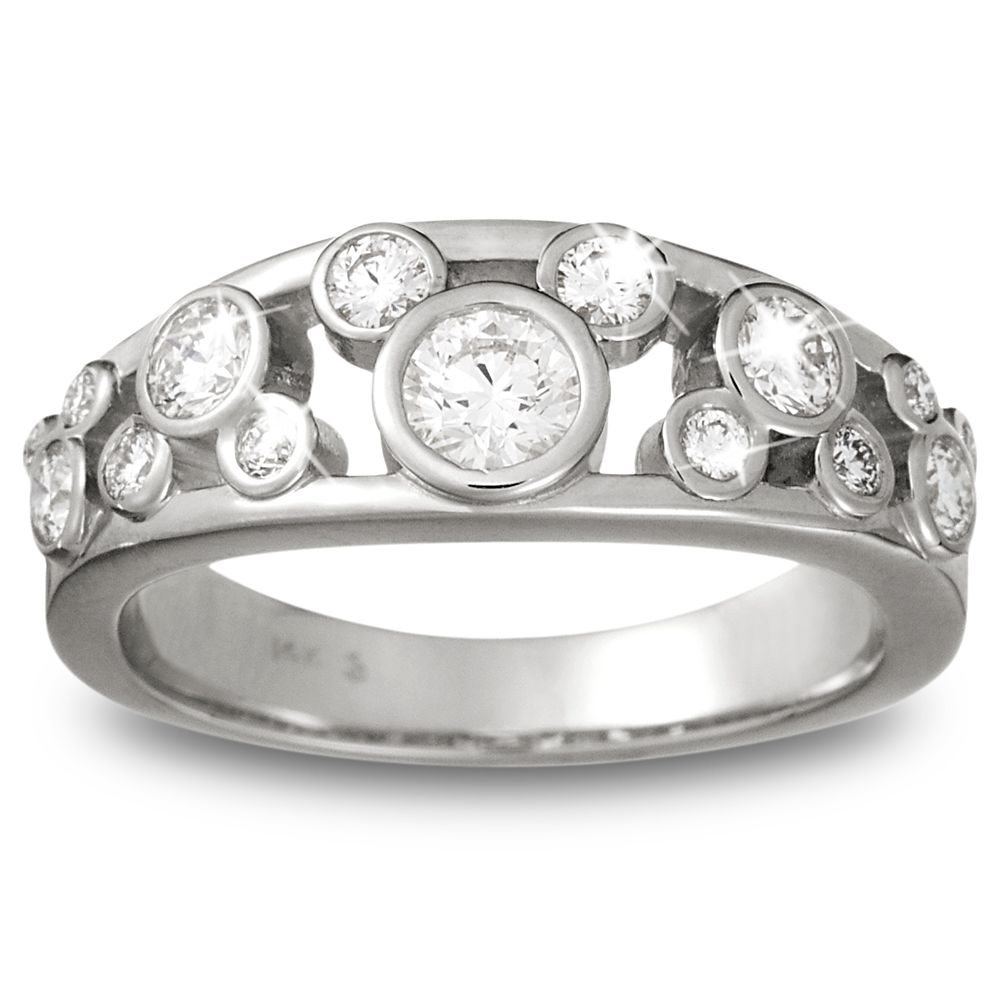 Diamond Icon Mickey Mouse Ring for Women -- 14 Karat White Gold