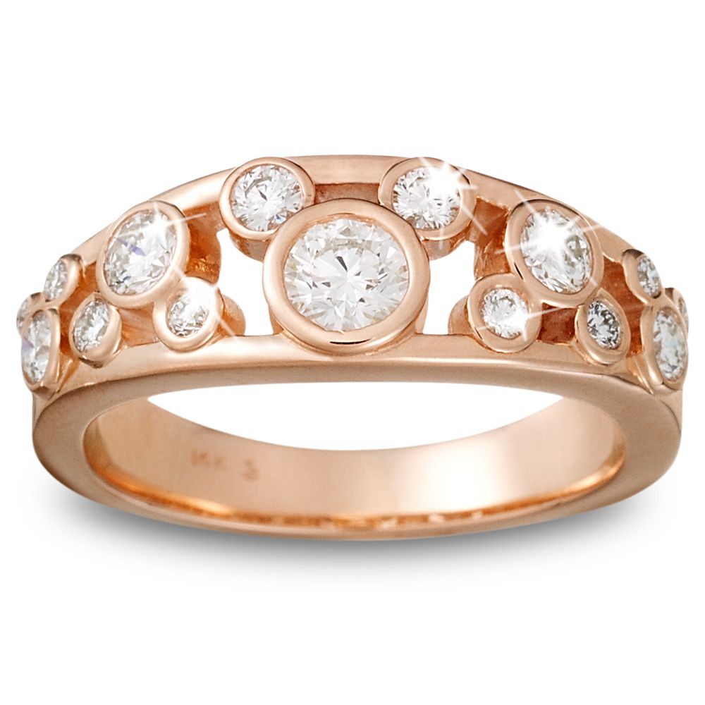 Diamond Icon Mickey Mouse Ring for Women -- 14 Karat Rose Gold