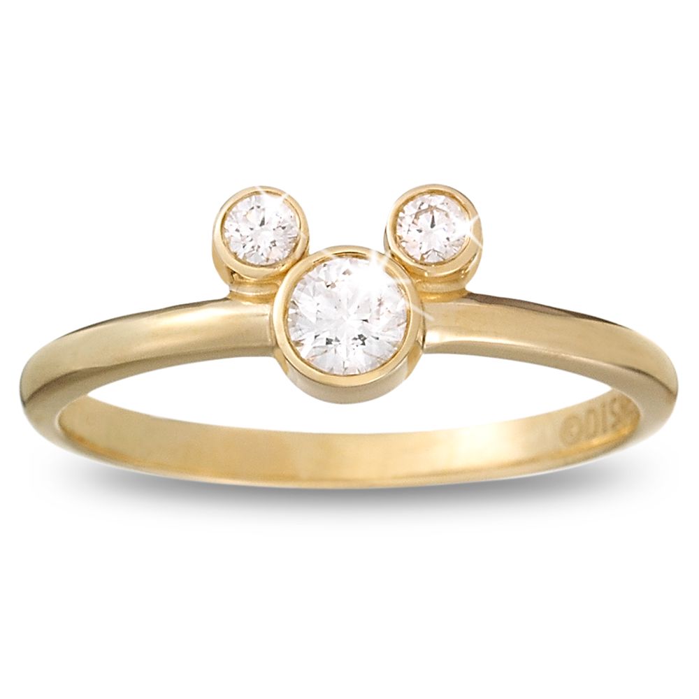 Diamond Petite Icon Mickey Mouse Ring -- 14 Karat Yellow Gold