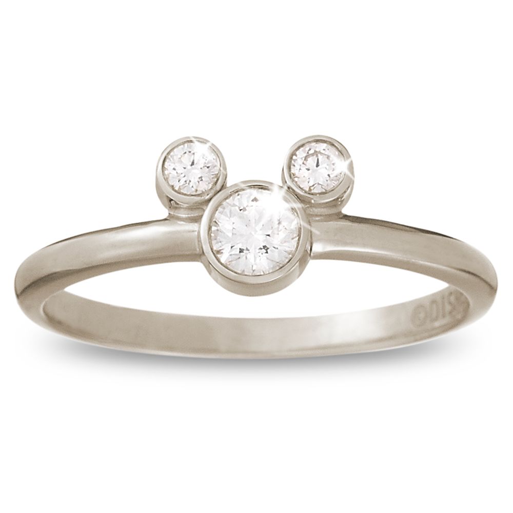 Diamond Petite Icon Mickey Mouse Ring -- 18 Karat White Gold