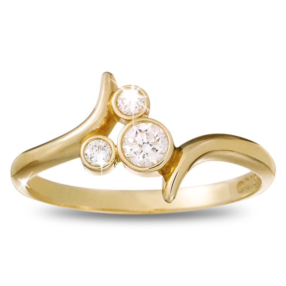 Diamond Bypass Icon Mickey Mouse Ring -- 14 Karat Yellow Gold
