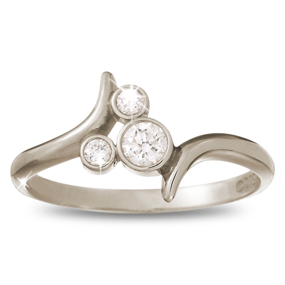 Diamond Bypass Icon Mickey Mouse Ring -- 18 Karat White Gold