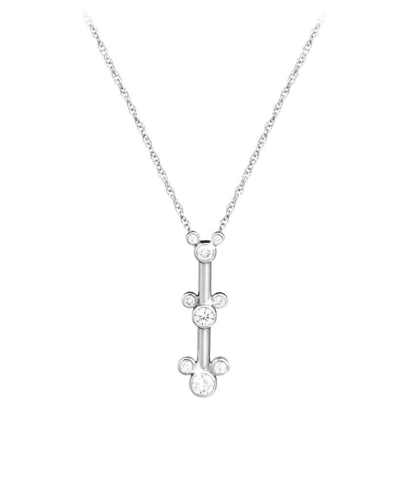 Diamond Three Icon Mickey Mouse Necklace -- Platinum