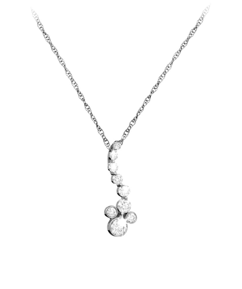 Diamond Icon Pendant Mickey Mouse Necklace -- Platinum