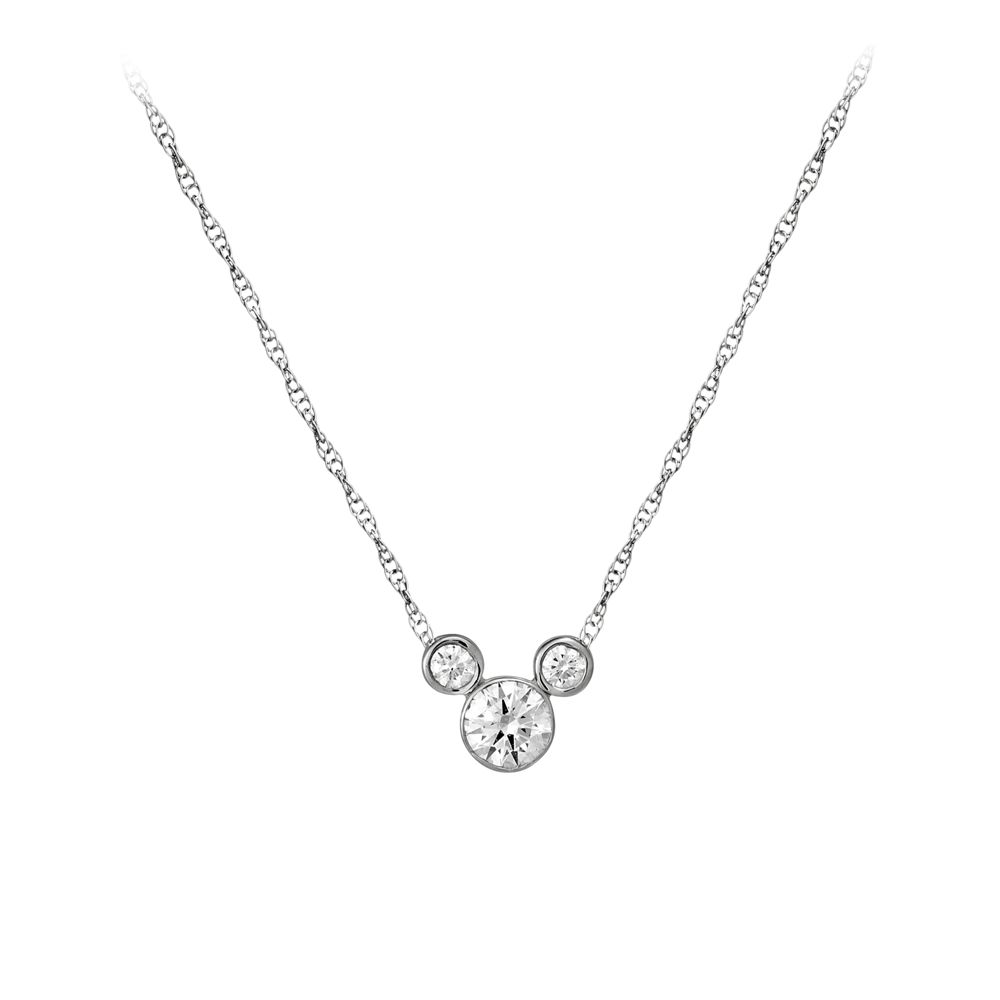 Diamond Icon Mickey Mouse Necklace: Small -- Platinum