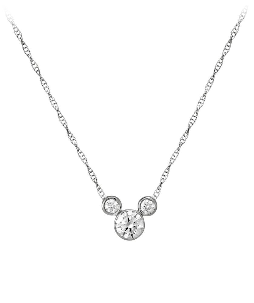 Diamond Icon Mickey Mouse Necklace: Large -- Platinum