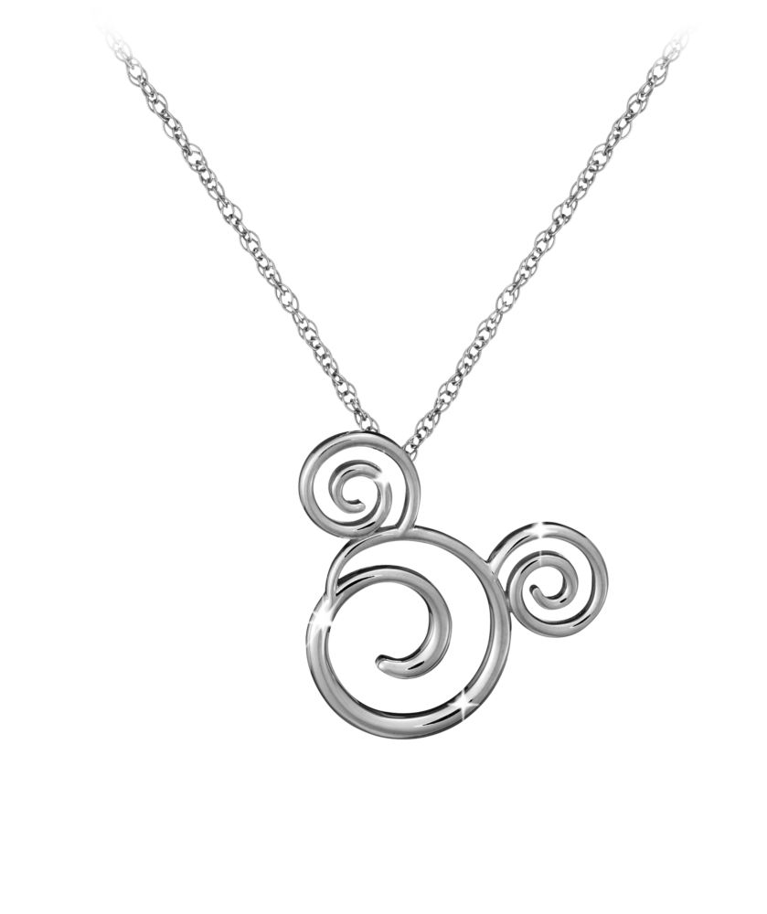 Platinum Swirled Icon Mickey Mouse Necklace
