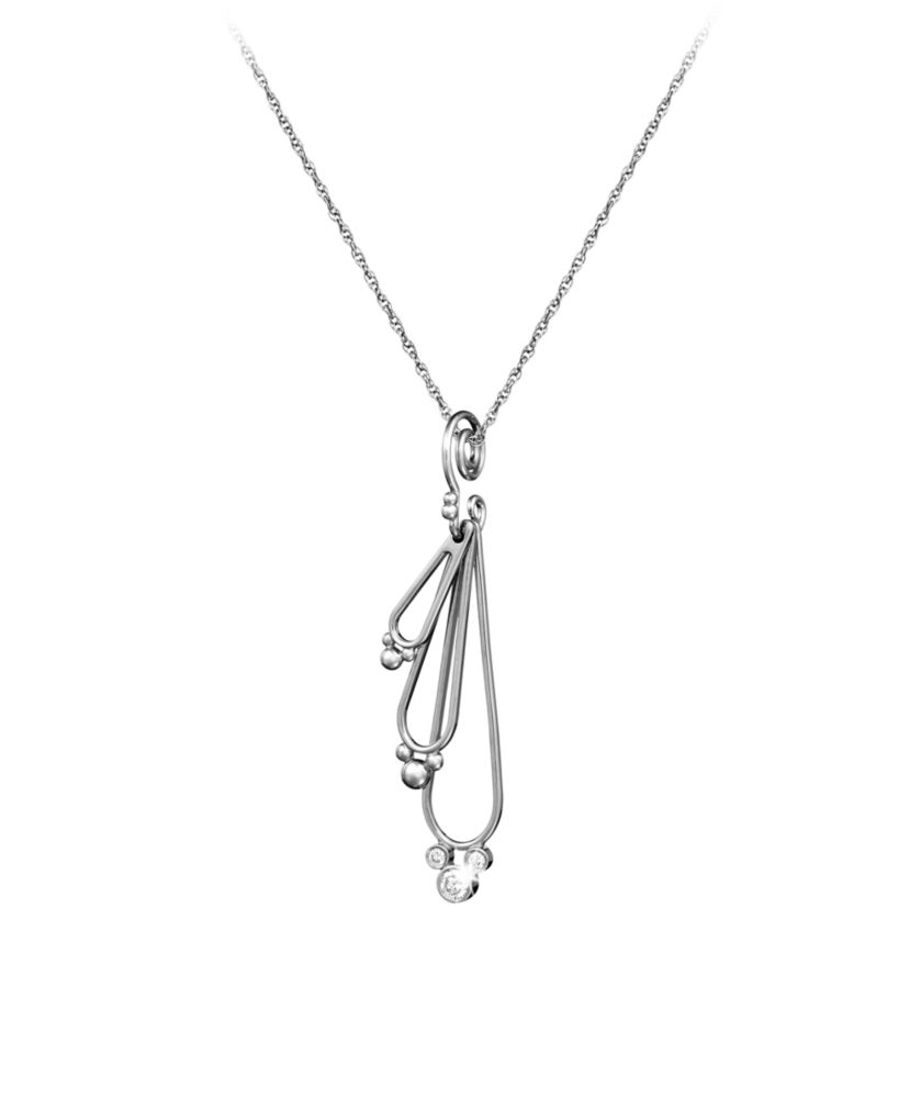 Diamond Three Drop Icon Mickey Mouse Necklace -- Platinum