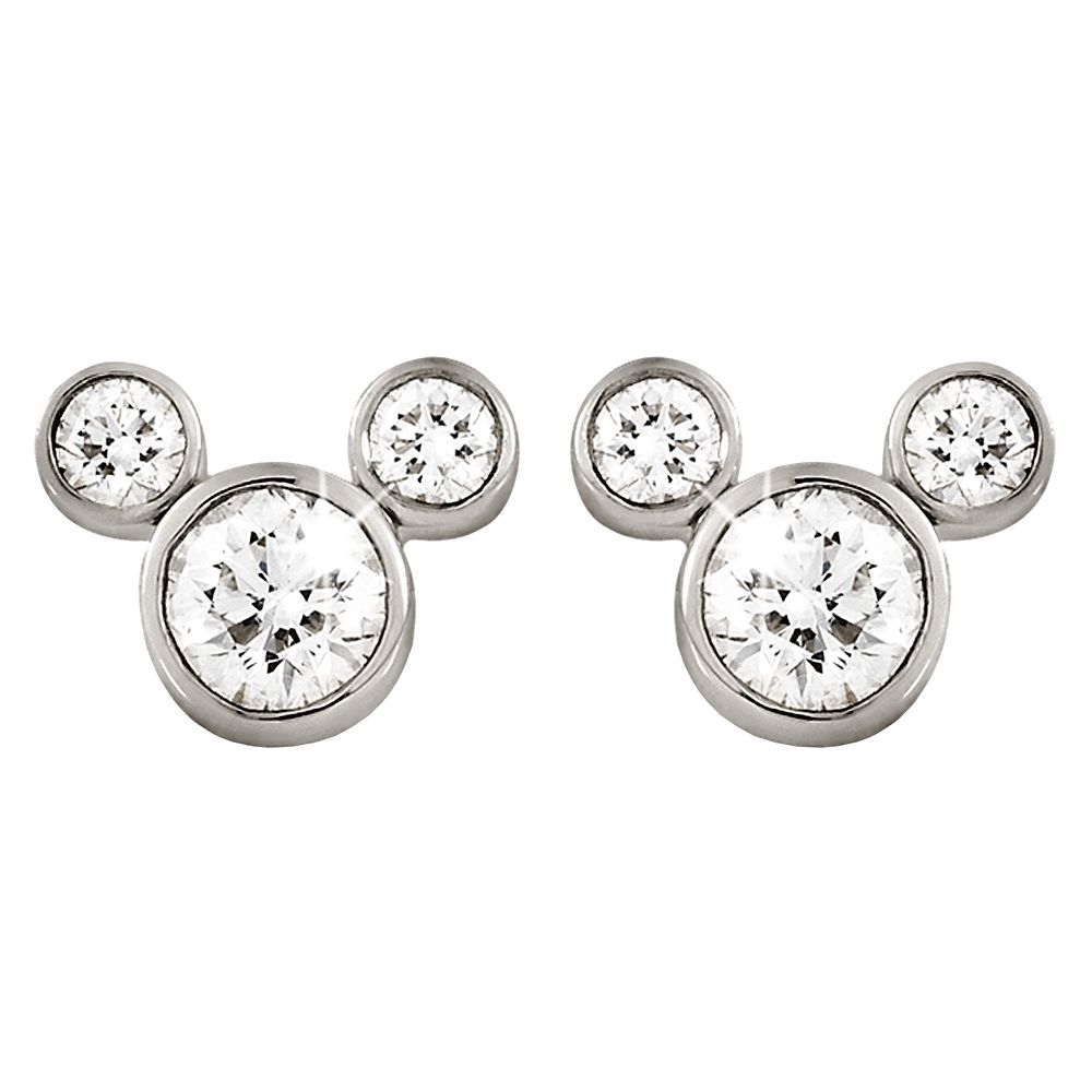 Diamond Icon Mickey Mouse Earrings: Large -- Platinum