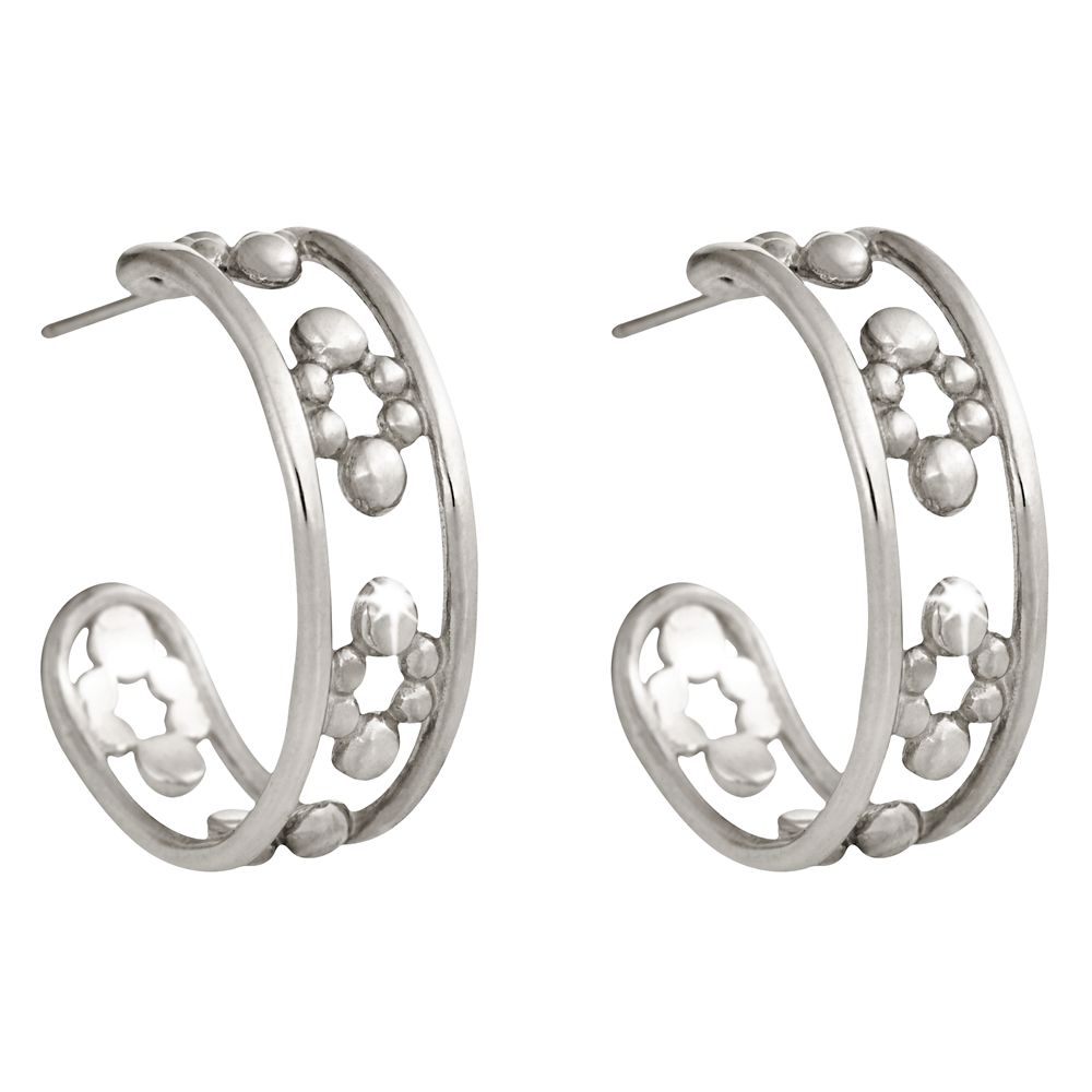 Platinum Hoop Icon Mickey Mouse Earrings