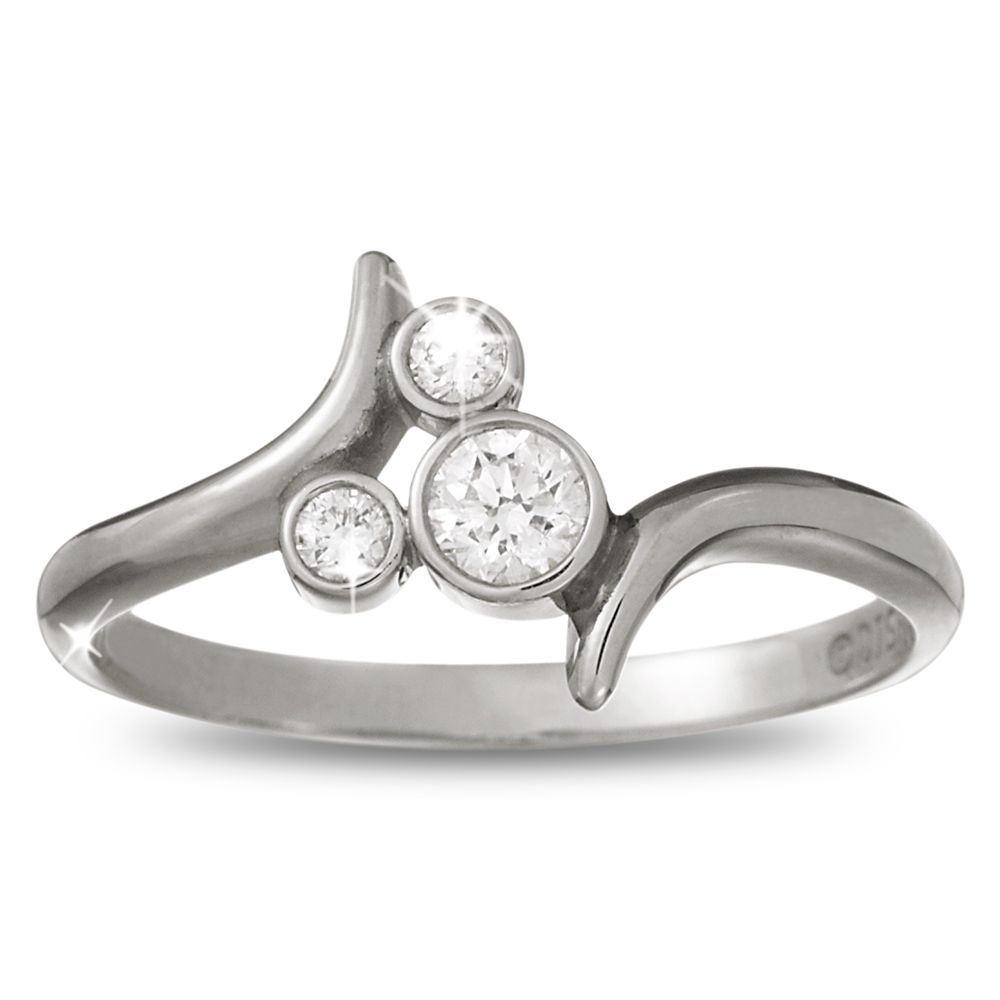 Diamond Bypass Icon Mickey Mouse Ring -- Platinum