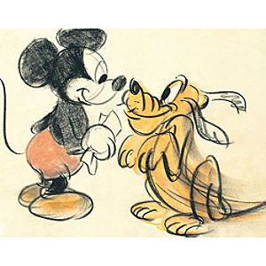 Mickey Mouse and Pluto Pluto Begging to Mickey Giclée