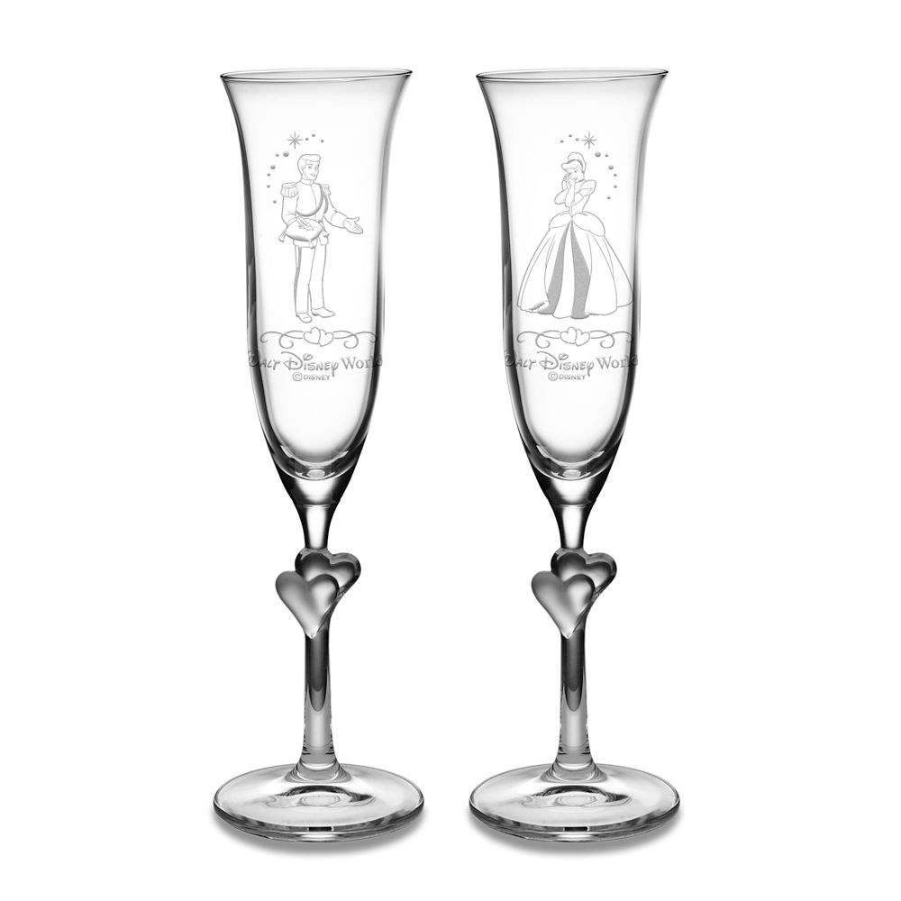 Personalizable Cinderella and Prince Charming Glass Flute Set by Arribas -- 2-Pc.