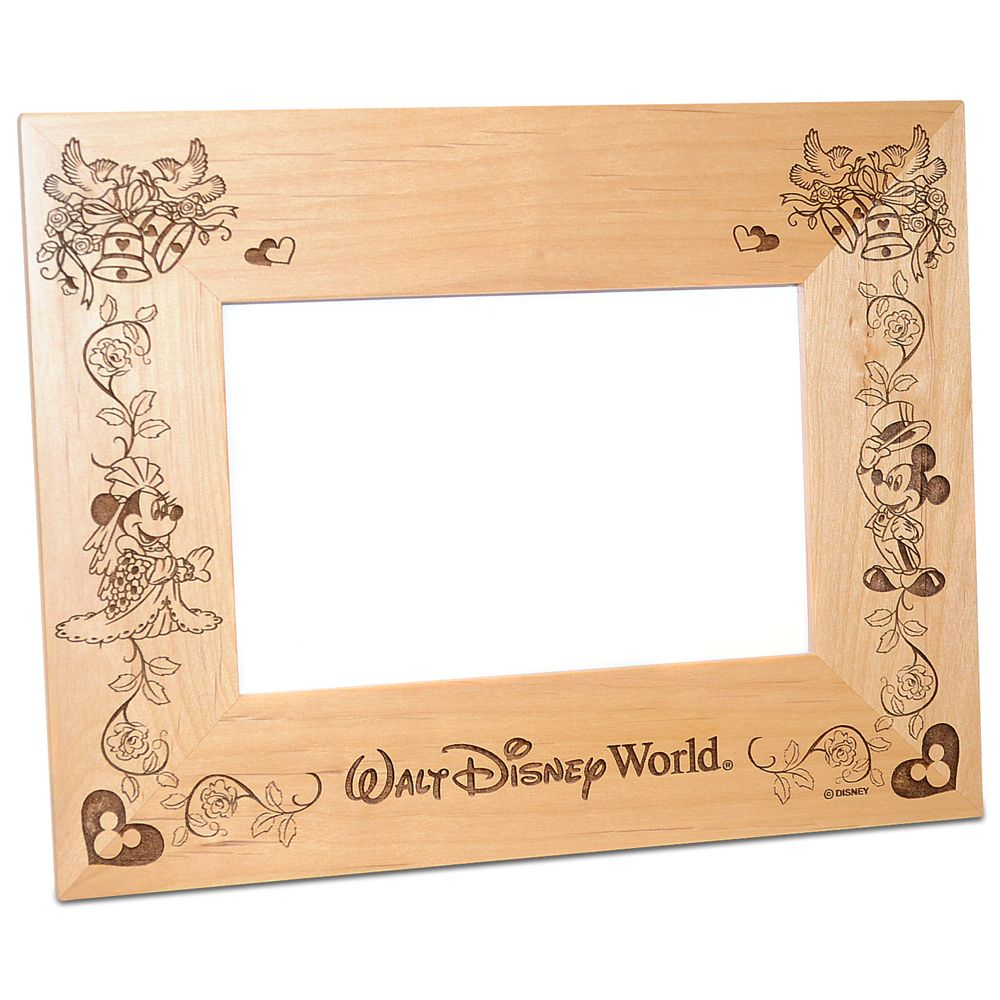 Personalizable Walt Disney World Minnie and Mickey Mouse Wedding Photo Frame by Arribas -- 4 x 6