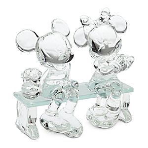 Mickey and Minnie Mouse on Bench Figurine by Arribas - Large