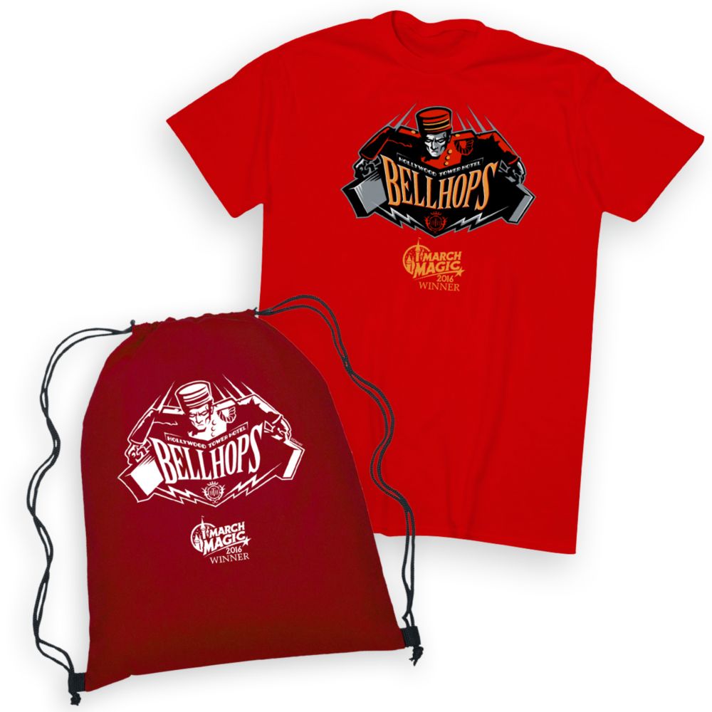 March Magic Tee for Adults with Cinch Sack - Hollywood Tower Hotel Bellhops - Walt Disney World - 2016 Winner - Limited Release
