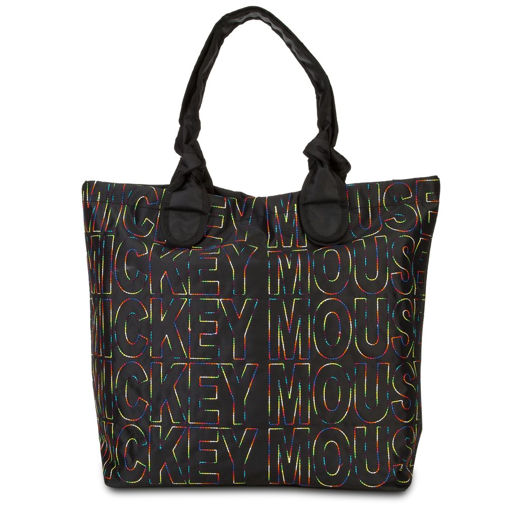 Quilted Nylon Mickey Mouse Tote Bag -- Black