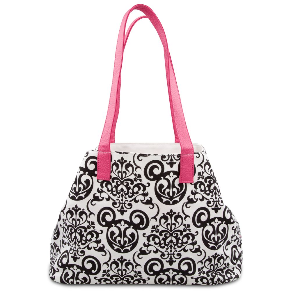 Damask Wallpaper Tote Bag -- White and Pink