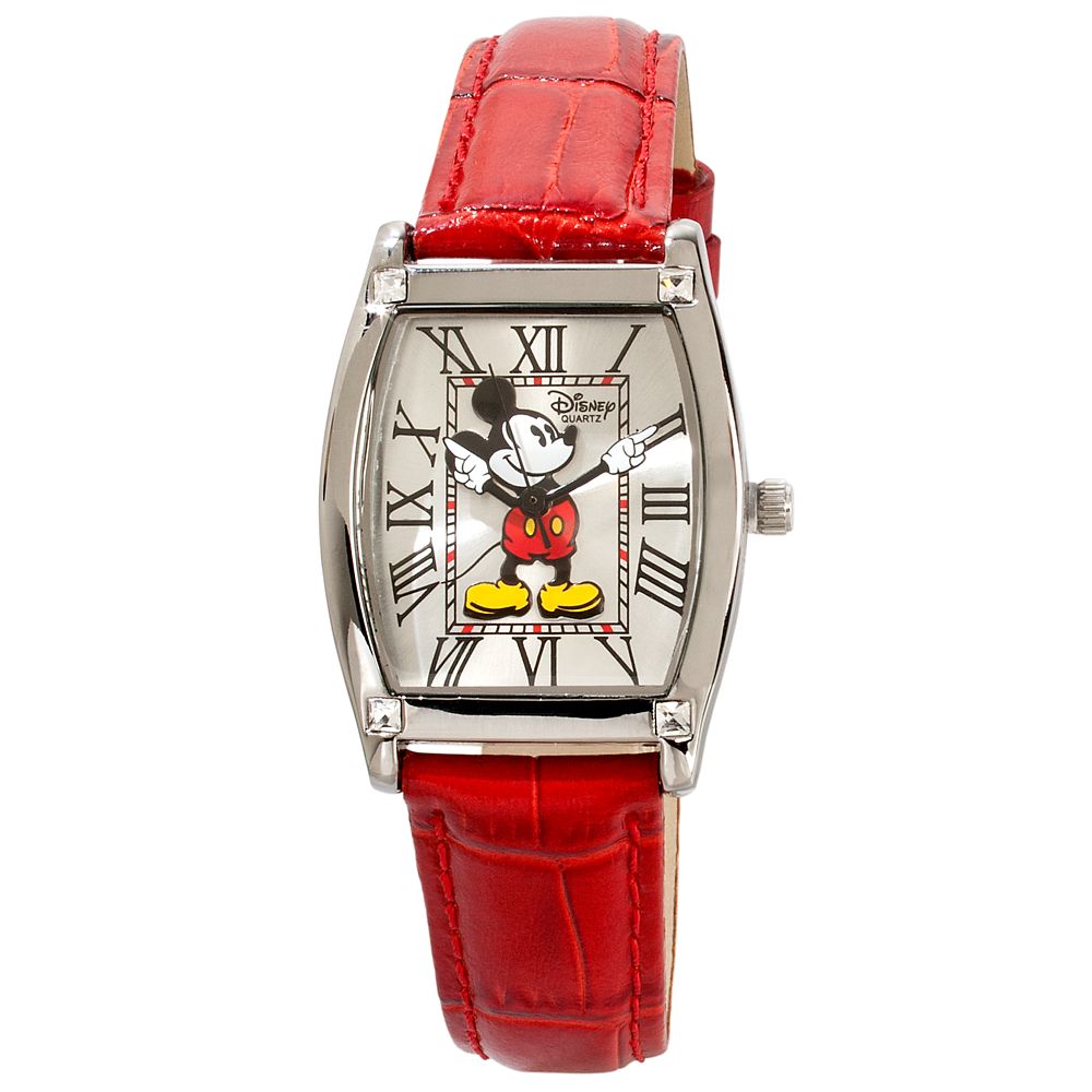 Classic Red Crocodile Mickey Mouse Watch for Adults