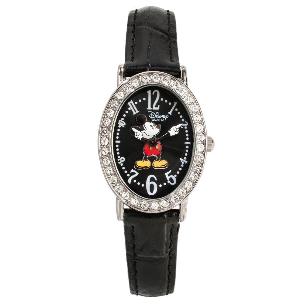 Classic Black Crocodile Mickey Mouse Watch for Adults