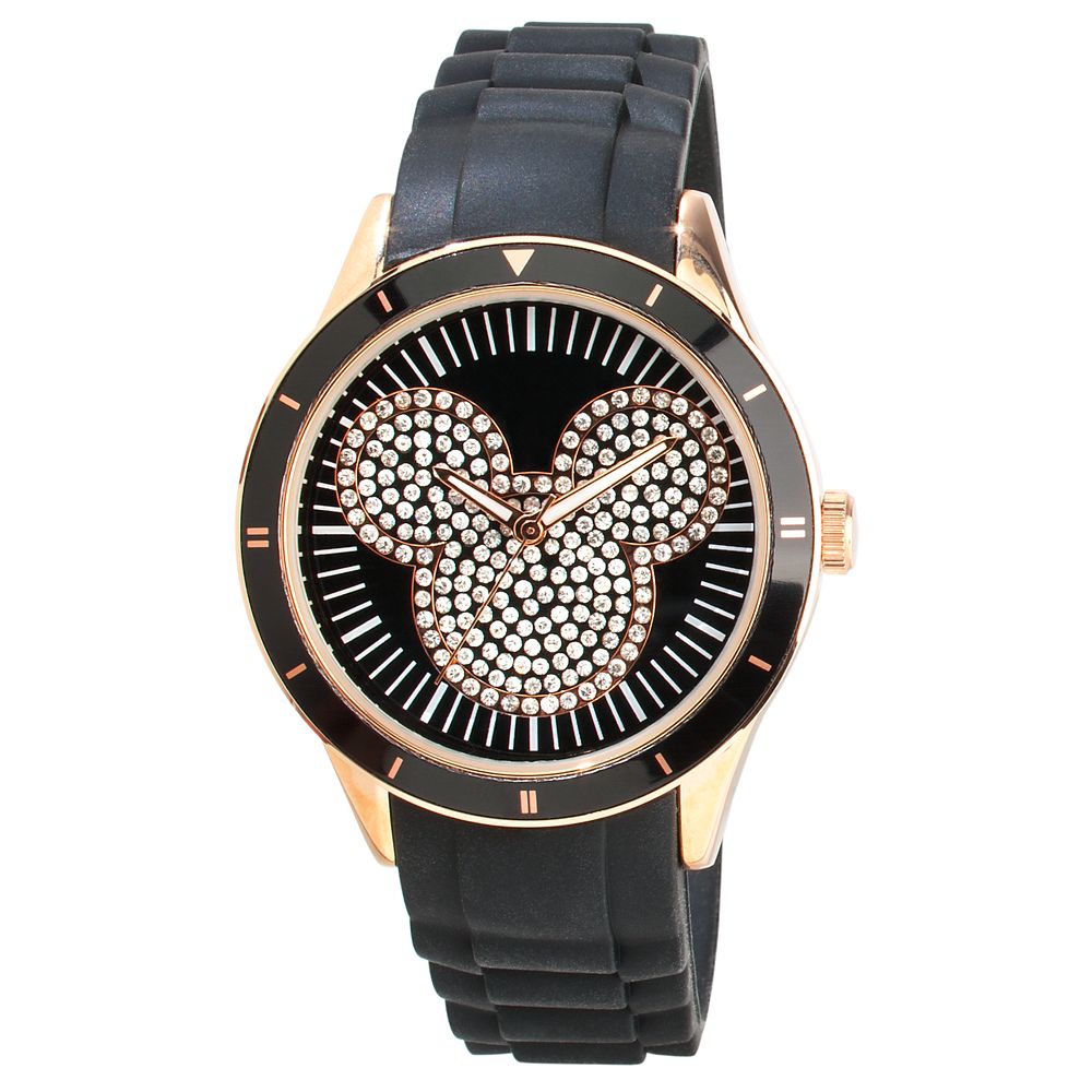Black and Gold Silicon Icon Mickey Mouse Watch for Adults