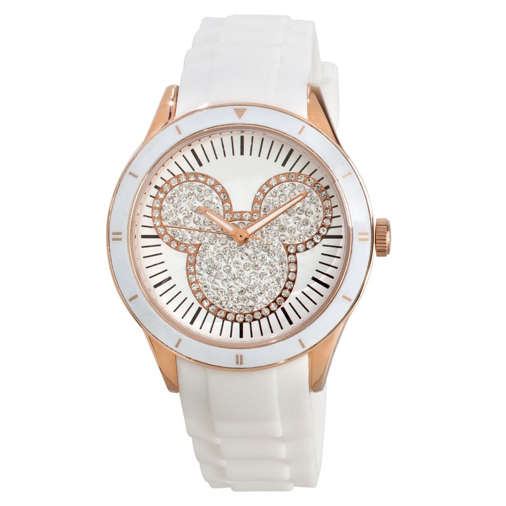 White and Gold Silicon Icon Mickey Mouse Watch for Adults